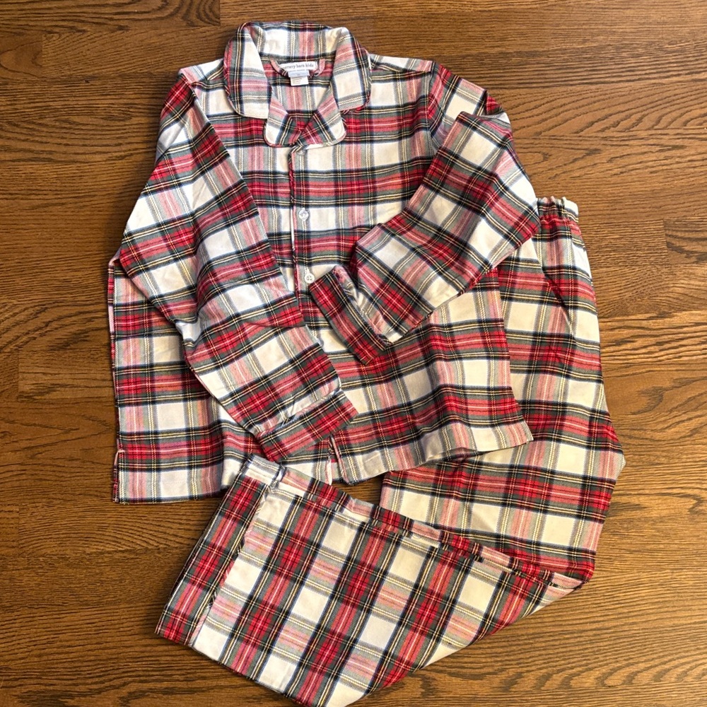 Pottery Barn Kids Red and White Plaid Pajama Set